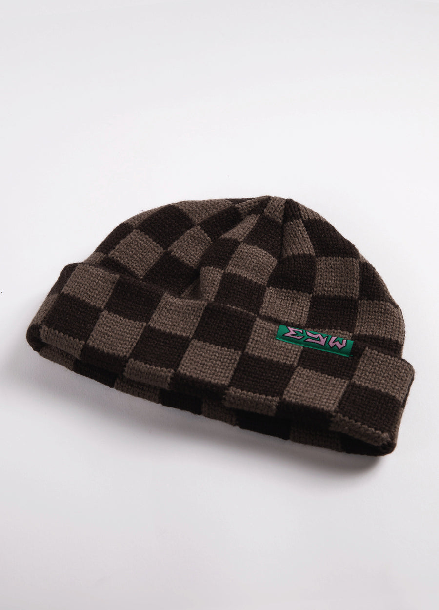 Checked Beanie